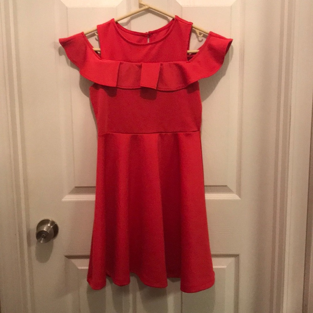 Rare Editions Girls Red Dress Off the Shoulder